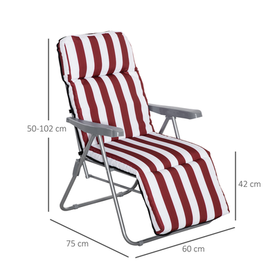 Lot de 2 chaises longues pliables rouge blanc