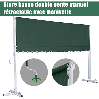 Store double pente manuel 3,5L x 2,94l x 2,5H m vert