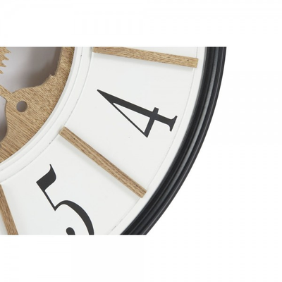 Horloge Murale DKD Home Decor Blanc Marron Noir Fer Bois MDF (2 pcs) (60 x 5 x 60 cm)