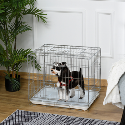 Cage pour chien pliable plateau amovible 2 portes verrouillables