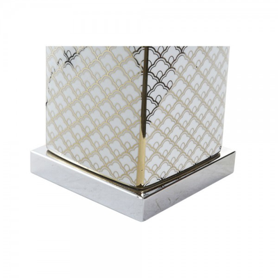 Lampe de bureau DKD Home Decor Mosaïque Porcelaine Doré Polyester Blanc 220 V 60 W (35 x 35 x 57 cm)