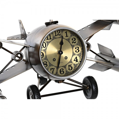 Horloge de table DKD Home Decor Argenté Doré Fer Avion (38,5 x 28 x 19,5 cm) (2 Unités)