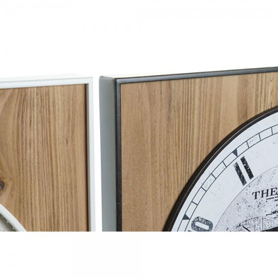 Horloge Murale DKD Home Decor Noir MDF Blanc Fer Mappemonde (60 x 4,5 x 60 cm)
