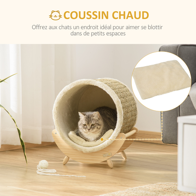 Maison pour chat design avec coussin et grattoir