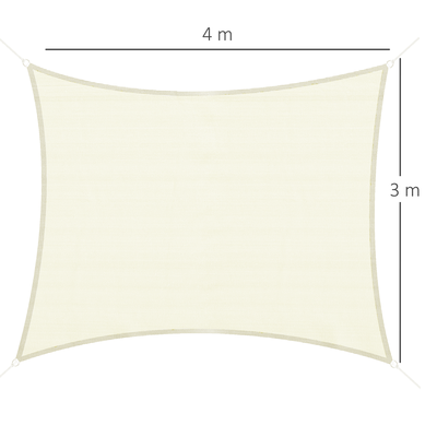 Voile d'ombrage rectangulaire 3x4m crème