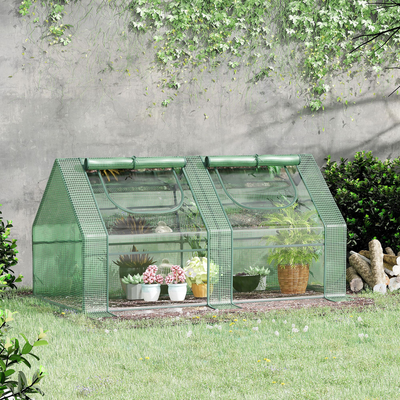 Mini serre de jardin serre à tomates double bâche acier PE PVC vert