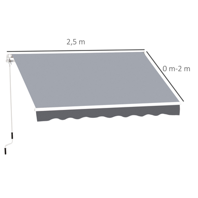 Store banne manuel rétractable dim. 2,5L x 2l (avancée) m  gris