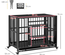 Cage pour chien animaux sur roulettes pliable 3 portes plateau acier noir